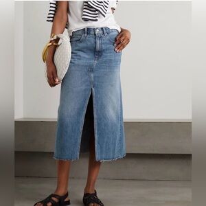 SLVRLAKE Faded Denim Midi-Skirt in Fair Game